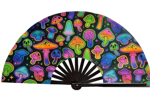 Carnival Party Dancing Performing UV Fluorescent Folding Hand Fan Bamboo Tangs 33 cm PF034