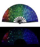 Carnival Party Dancing Performing UV Fluorescent Folding Hand Fan Bamboo Tangs 33 cm PF036
