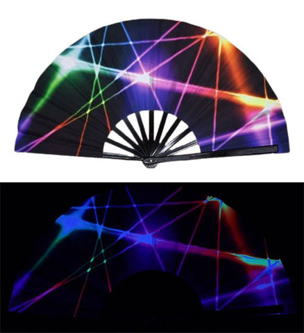 Carnival Party Dancing Performing UV Fluorescent Folding Hand Fan Bamboo Tangs 33 cm PF037