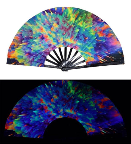 Carnival Party Dancing Performing UV Fluorescent Folding Hand Fan Bamboo Tangs 33 cm PF038