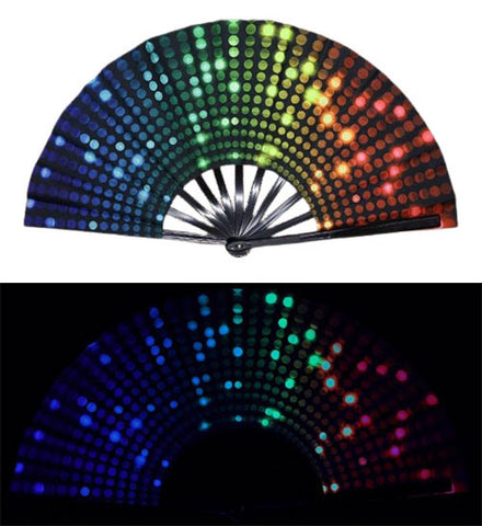 Carnival Party Dancing Performing UV Fluorescent Folding Hand Fan Bamboo Tangs 33 cm PF039