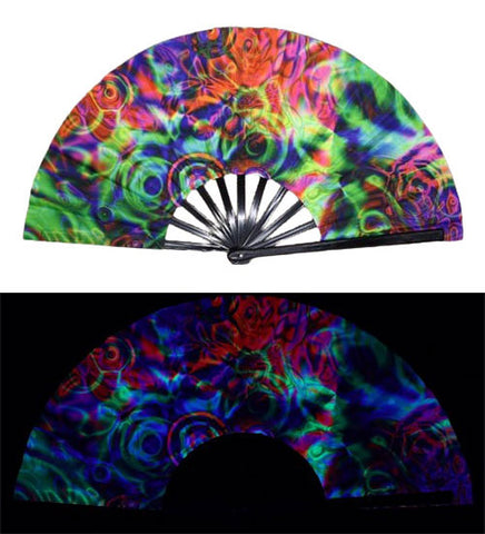 Carnival Party Dancing Performing UV Fluorescent Folding Hand Fan Bamboo Tangs 33 cm PF040
