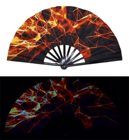 Carnival Party Dancing Performing UV Fluorescent Folding Hand Fan Bamboo Tangs 33 cm PF044