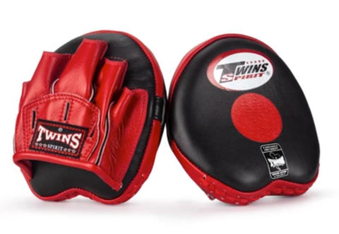 TWINS SPIRIT SPEEED PML-13 MUAY THAI BOXING MMA PUNCHING FOCUS MITTS PADS Leather Black Red