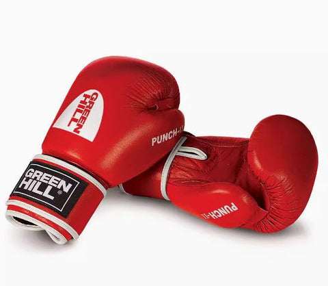 GREENHILL PUNCH-II PROFESSIONAL TRAINING MUAY THAI BOXING GLOVES Velcro Closure 12-14 oz Red