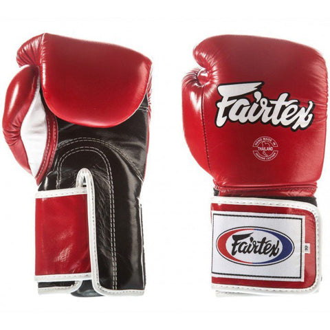 Fairtex BGV5 MUAY THAI BOXING GLOVES Leather 16 oz Red Black White