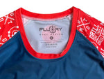 FLUORY RGF07 MUAY THAI BOXING MMA Training Rashguard T-Shirt S-XXXL Blue Red