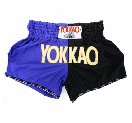 YOKKAO DOUBLE IMPACT CARBONFIT MUAY THAI MMA BOXING SHORTS S-XXL PURPLE BLACK