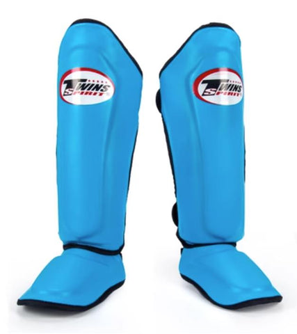 TWINS SPIRIT SGL-10 MUAY THAI BOXING MMA SHIN GUARD PROTECTOR Leather XS-XL Light Blue
