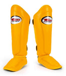 TWINS SPIRIT SGL-10 MUAY THAI BOXING MMA SHIN GUARD PROTECTOR Leather XS-XL Yellow
