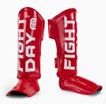 Fight Day SP3 Classic MUAY THAI BOXING MMA SPARRING SHIN GUARD PROTECTOR Microfiber Size M-XL Red