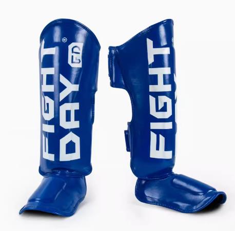 Fight Day SP3 Classic MUAY THAI BOXING MMA SPARRING SHIN GUARD PROTECTOR Microfiber Size M-XL Blue