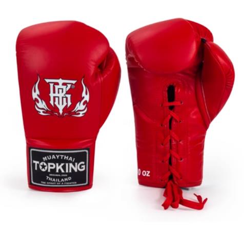 Top King TKBGCO Lace Up MUAY THAI BOXING GLOVES Cowhide Leather 8-14 oz Red