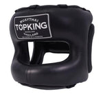 TOP KING "PRO" TRANING TKHGPT-CC FULL FACE MUAY THAI BOXING MMA SPARRING HEADGEAR HEAD GUARD PROTECTOR Leather M-XL Black