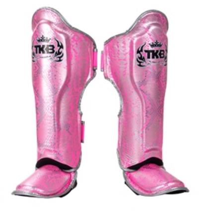 TOP KING TKSGSS 'Snake' MUAY THAI BOXING MMA SHIN GUARD PROTECTOR  M-XL Dark Pink Silver