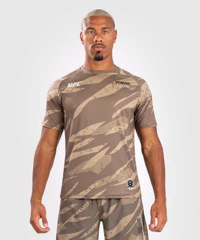 VNMUFC-00255-650 UFC Adrenaline by Venum Men's Fight Week Dry-Tech T-shirt M/L Desert Camo