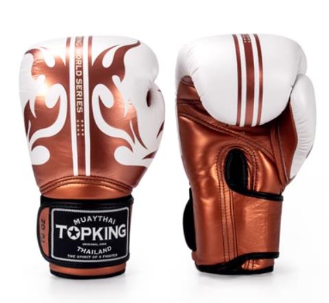 Top King TKBGWS-BK World Series MUAY THAI BOXING GLOVES Cowhide Leather 8-14 oz White Copper