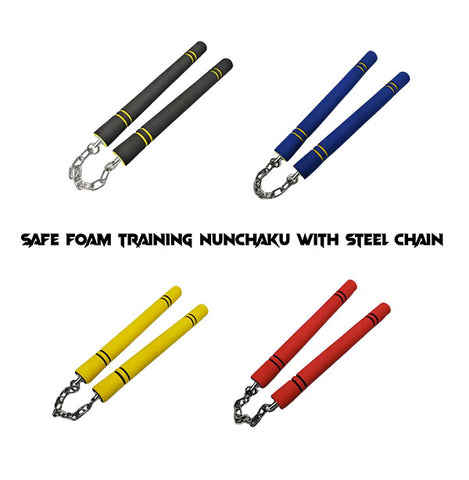 Safe Foam Padded Training Nunchuka With Steel Chain & Case TW01 Junior Size 9.8 inch 4 Colours