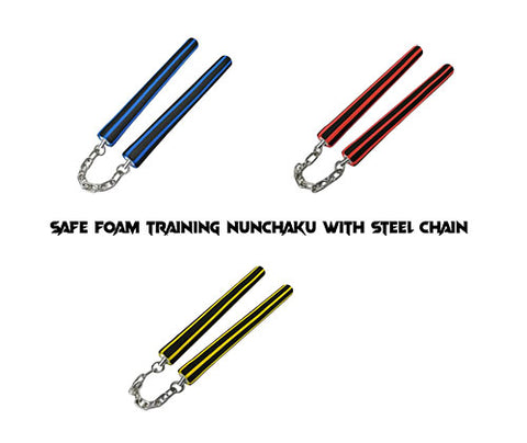 Safe Foam Padded Training Nunchuka With Steel Chain & Case TW02 Junior Size 9.8 inch 3 Colours
