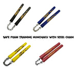Set of Safe Foam Padded Training Nunchuka With Steel Chain & Case TW03 Junior Size 9.8 inch 4 Colours