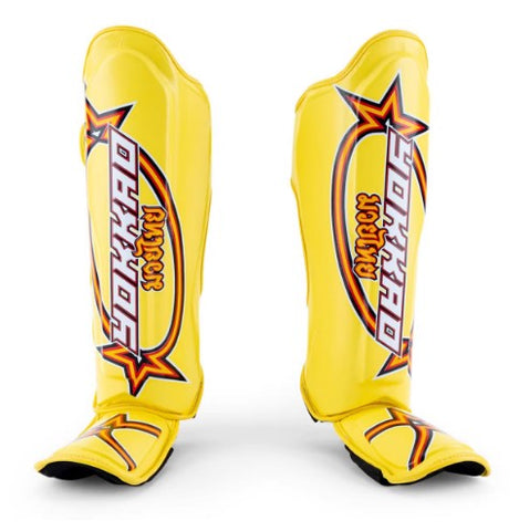 YOKKAO VERTICAL MUAY THAI BOXING MMA SHIN GUARD PROTECTOR XS-L YELLOW