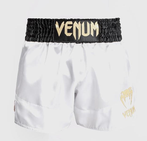 Venum-03813-520 Classic MUAY THAI BOXING Shorts XS-XXL White/Gold/Black