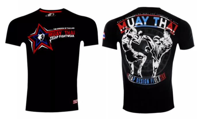 Vszap 5 Stars VT018 Muay Thai Boxing T-Shirt S-4XL Black