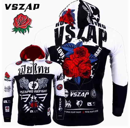 Vszap VTHJ014 Rose fight Quick Dry Zip Up Hoodie Long Sleeve XS-3XL