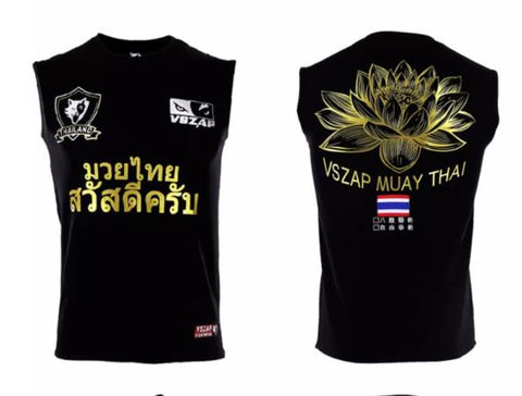 Vszap Lotus VTT006 Muay Thai Boxing Vest Tank Top S-4XL Black