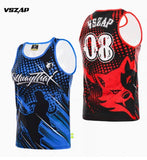 Vszap VTT023 Muay Thai Boxing Schnelltrocknende Weste mit Kapuze, Tanktop, S-4XL, Schwarz, Unisex