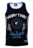 Vszap VTT023 Muay Thai Boxing Schnelltrocknende Weste mit Kapuze, Tanktop, S-4XL, Schwarz, Unisex