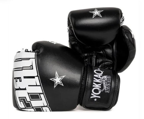 YOKKAO LETTERING MUAY THAI BOXING GLOVES 8-16 oz Black