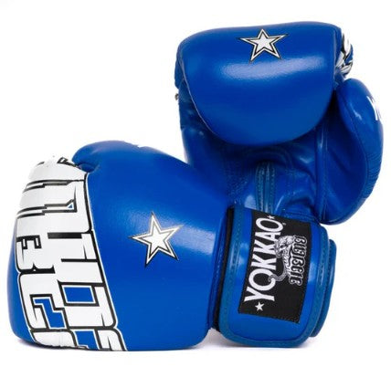 YOKKAO LETTERING MUAY THAI BOXING GLOVES 8-16 oz Blue
