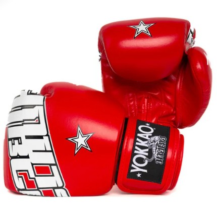 YOKKAO LETTERING MUAY THAI BOXING GLOVES 8-16 oz Red