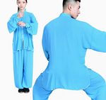 Traditional Martial Art Tai Chi Kung Fu Uniform Suit(U02) Summer Linen Size S-XXL Unisex Sky Blue