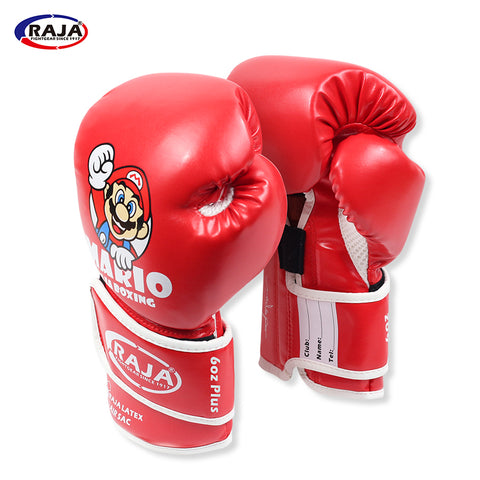 RAJA MUAY THAI BOXING GLOVES Breathable Extra Protection Cooltex PU Leather Kids Size 6 / 6plus oz Mario 2