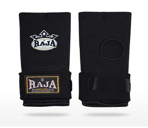 RAJA MUAY THAI BOXING QUICK GEL GLOVES HANDWRAPS XS-L Black