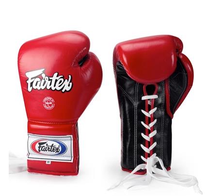 Fairtex BGL7 Mexican MUAY THAI BOXING GLOVES Lace Up Leather 8-14 oz Red Black