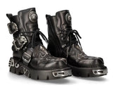 Motorrad Biker Rock Punk Gothic Style Stiefel FWMB008D Rindsleder Schwarz Gr. 38-50 