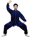 Traditional Martial Art Tai Chi Kung Fu Uniform Suit(U01) Winter Golden Velvet Size S-XXL Unisex Blue