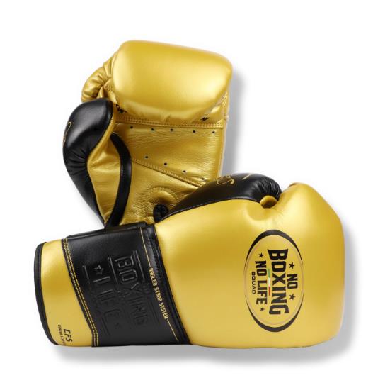 No Boxing No Life Boxing Gloves Crying Fist Leather 816 oz Gold AAGsport