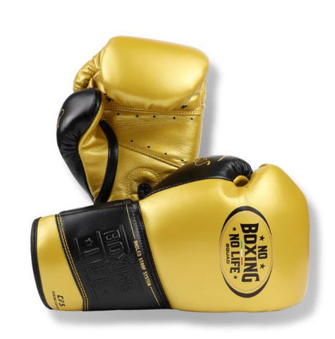No Boxing No Life Boxing Gloves Crying Fist Leather 8-16 oz Gold