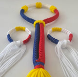 Set of Muay Thai Boran Boxing Pra Jiad Armbands / Mongkhon Headband Size Free Red Blue White