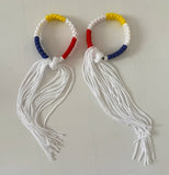 Set of Muay Thai Boran Boxing Pra Jiad Armbands / Mongkhon Headband Size Free Red Blue White