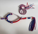 Set of Muay Thai Boran Boxing Pra Jiad Armbands / Mongkhon Headband Size Free Red White Blue