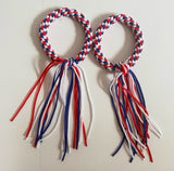 Set of Muay Thai Boran Boxing Pra Jiad Armbands / Mongkhon Headband Size Free Red White Blue