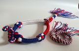 Set of Muay Thai Boran Boxing Pra Jiad Armbands / Mongkhon Headband Size Free Red White Blue