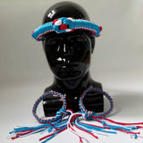 Set of Muay Thai Boran Boxing Pra Jiad Armbands / Mongkhon Headband Size Free Red Blue White
