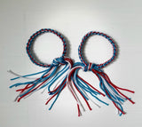 Set of Muay Thai Boran Boxing Pra Jiad Armbands / Mongkhon Headband Size Free Red Blue White