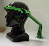 Set of Muay Thai Boran Boxing Pra Jiad Armbands / Mongkhon Headband Size Free Green Black